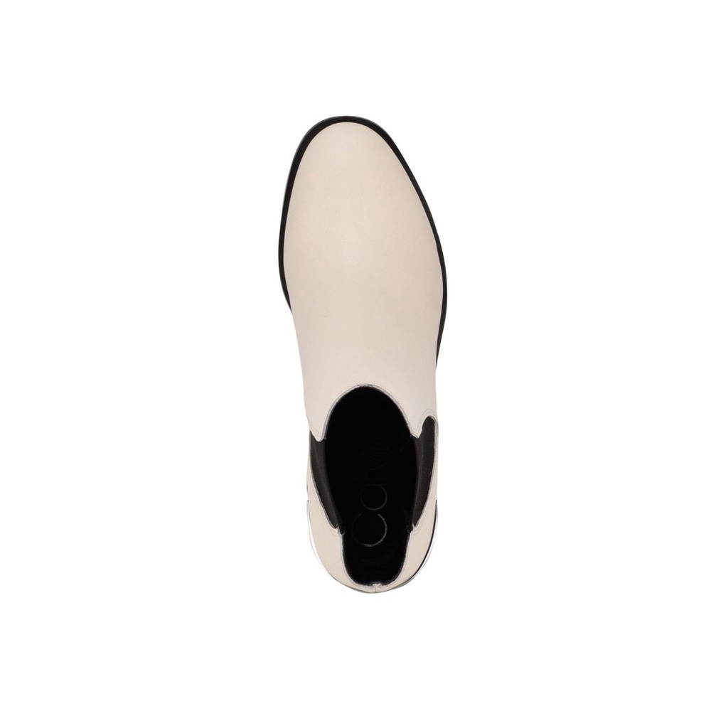 CALVIN KLEIN TIANA LEATHER ANKLE BOOTIES IVORY NIB SZ 9.5 - Picture 2 of 5
